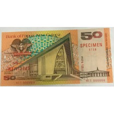 PAPUA NEW GUINEA 1989 . FIFTY 50 DOLLARS BANKNOTE . COLLECTOR'S SPECIMEN